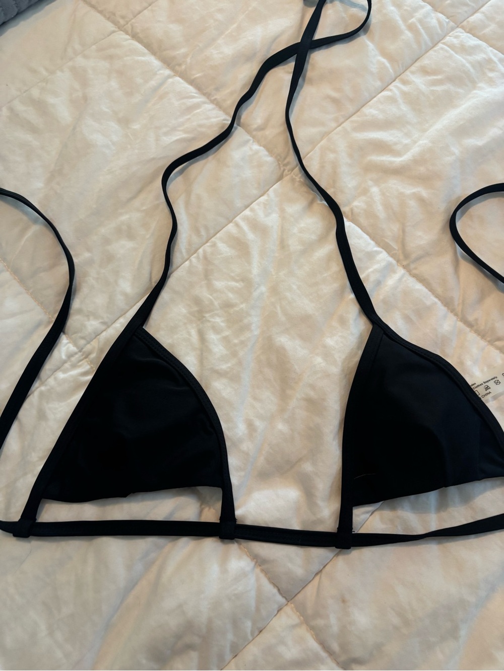 Women’s Black Triangle String Bikini Top - Classic Swim